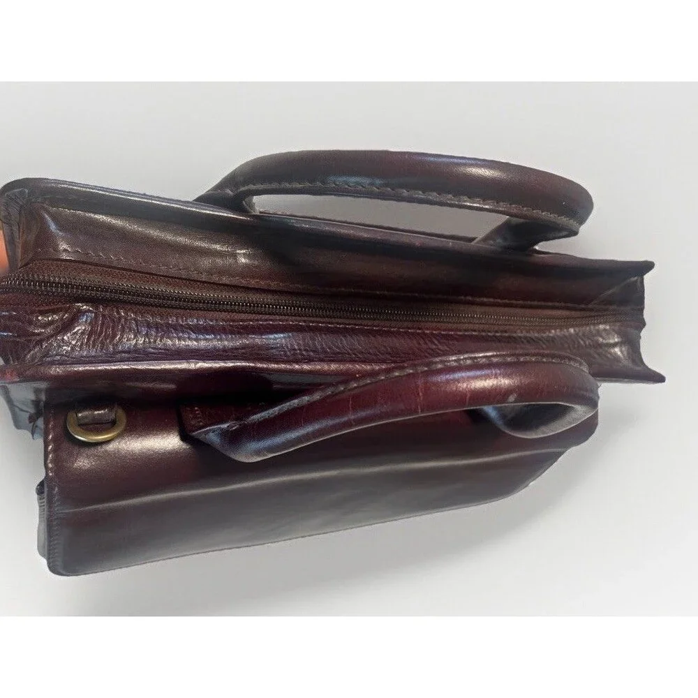 Vintage FranklinCovey Full Grain Leather Planner Briefcase Organizer Brown